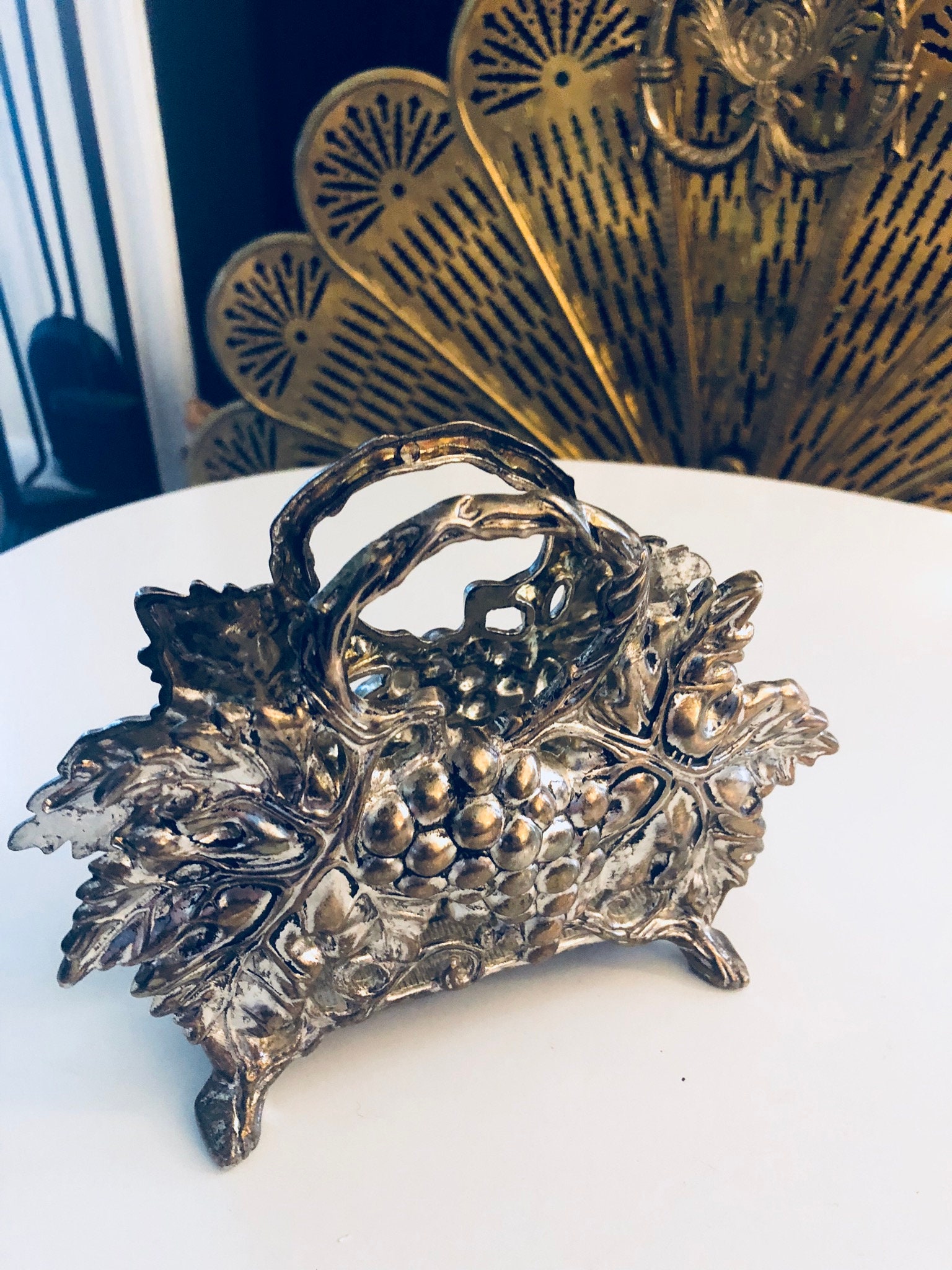 SILVER PLATED GODINGER Grape Napkin Holder Vintage Etsy Canada
