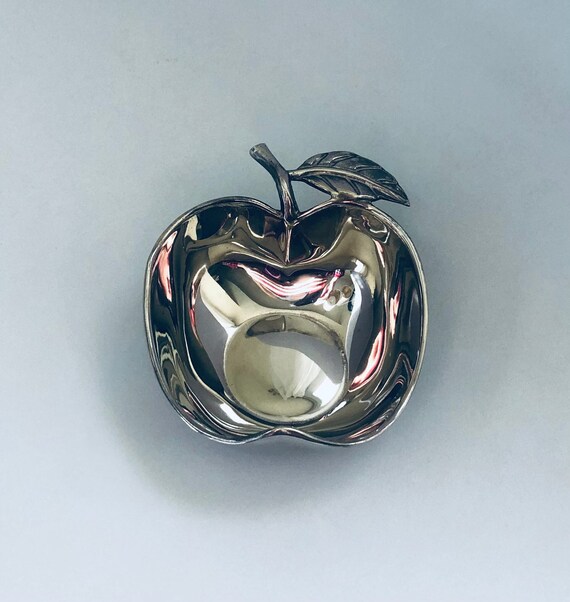 SILVERPLATED APPLE DISH, Vintage Trinket Plate Il_570xn