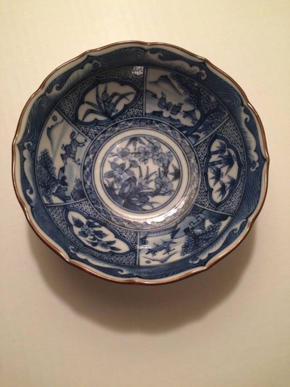 Blue Willow Bowl Plate China Asian Chinoiserie Decor By Cake