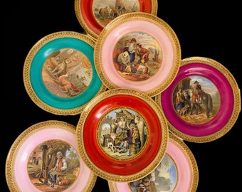 VINTAGE COLONIAL PLATE, F & R Pratt  Staffordshire, Scenic Historic Collectible, Victorian Style