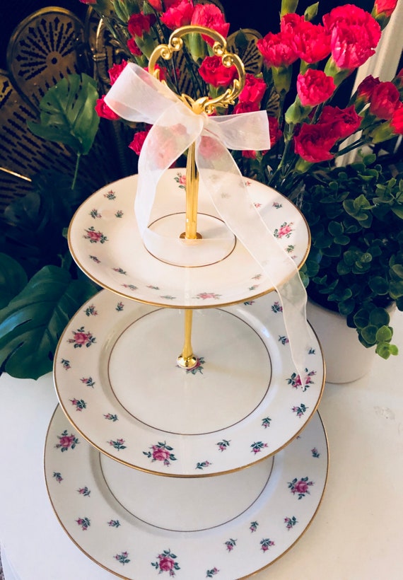 ROSE CAKE STAND Shabby Chic Decor Pink Wedding Il_570xn