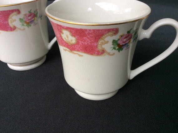 Rose Footed Cups, Pink Gold China, Shabby Rose, set of 2 Il_570xn