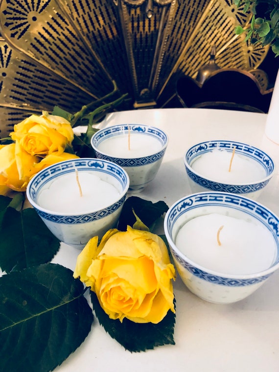 RICE CUP CANDLE, Blue White, Chinoiserie Decor, Holiday Gifts, Hostess Gift Il_570xn
