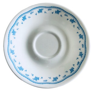 BLUE WHITE PLATE, Morning Blue, Corelle Corning, Saucer 6 1/4”, Pyrex , Blue Flower