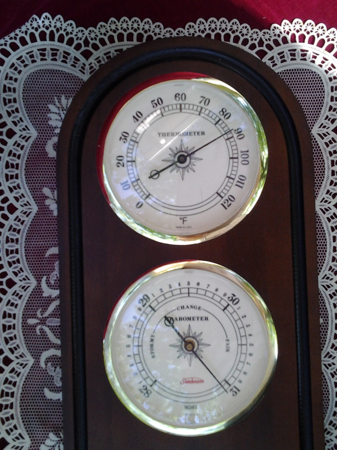 Vintage Weather Station Sunbeam Thermometer Barometer Humidity Etsy