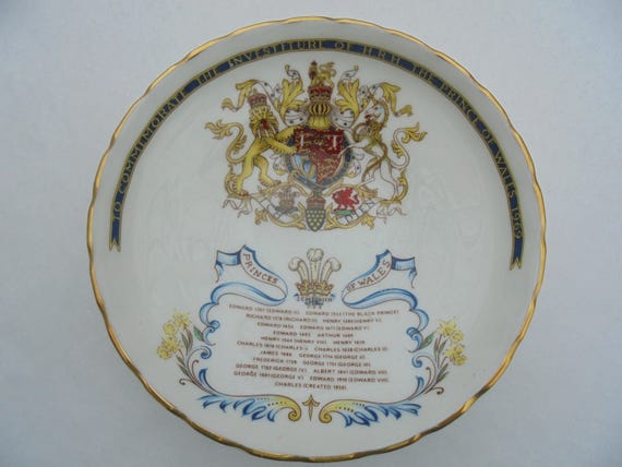 Aynsley Heraldic China, England, Princes of Wales 1969, Prince Charles Commemorative Bowl Coronation Il_570xn