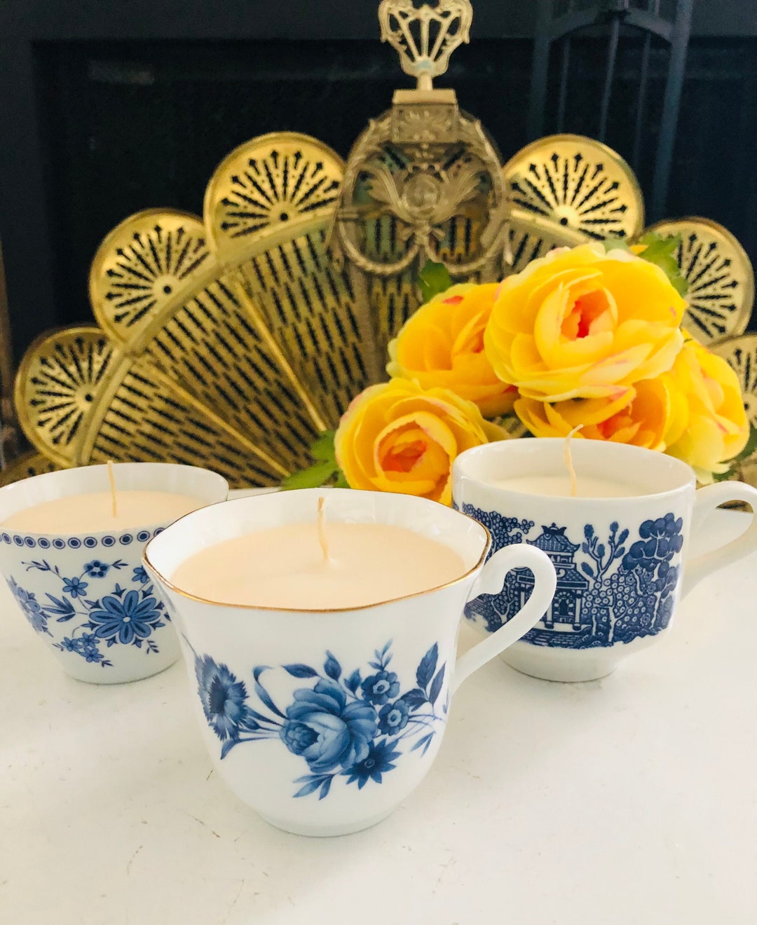 BLUE WHITE CANDLE, Chinoiserie Chic, Japanese Porcelain, Home Decor