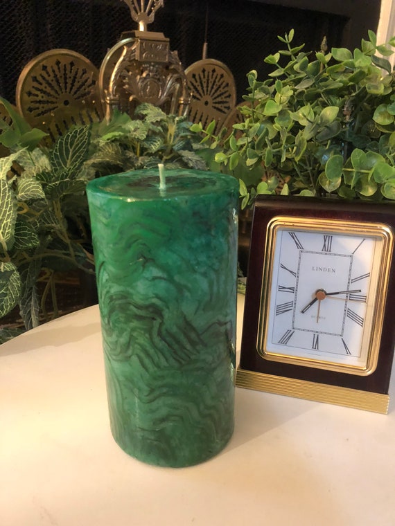 MALACHITE GREEN CANDLE, Emerald Hand Painted Centerpiece, Gift Ideas, Luxury Decor Il_570xn