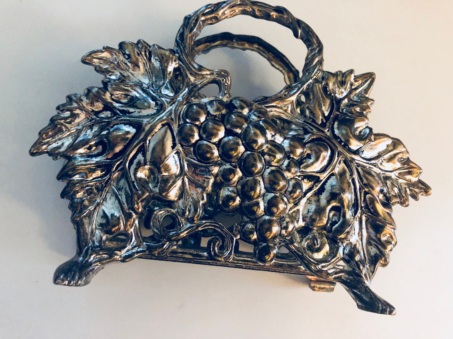 SILVER PLATED GODINGER Grape Napkin Holder Vintage Etsy