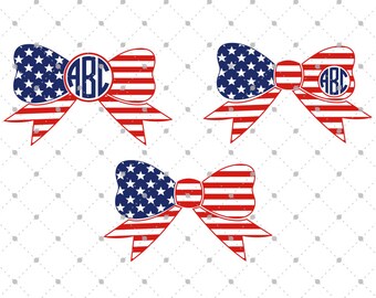 American Flag Bows svg cut files, 4th of July svg, Independence day svg, cut files for Cricut, Cut files for Silhouette, svg files