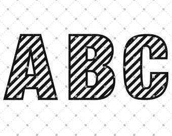 Diagonal Lines Font SVG Cut Files, Digital Font, Font Files, SVG Files for Cricut, Silhouette and other Vinyl Cutters, svg files