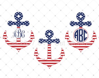 4th of July Anchor svg cut files, 4th of July svg, Independence day svg, cut files for Cricut, Cut files for Silhouette, svg files