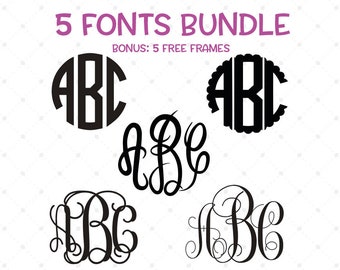 Cricut Monogram SVG, Monogram Fonts for Cricut, Circle Master Vine Interlocking Scalloped ...