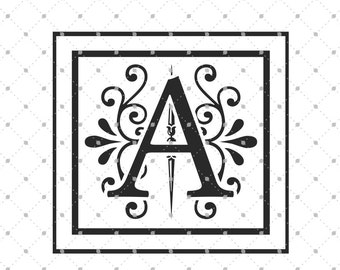 Monogram SVG, Regal monogram svg, Monogram Alphabet, Monogram letter svg files for Cricut Silhouette and Brother Scan n Cut, Cricut font