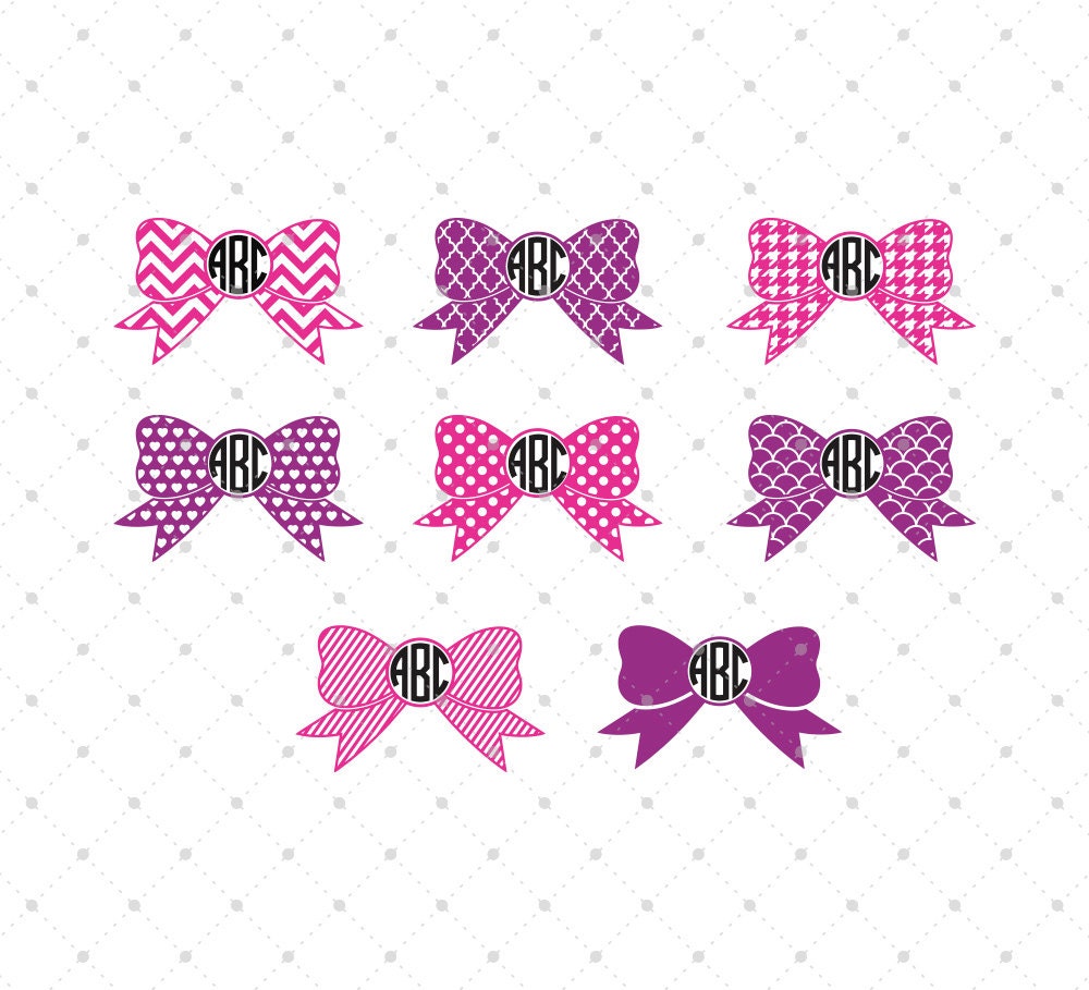 Bow Monogram svg Bow tie svg chevron bow svg Bows monogram | Etsy