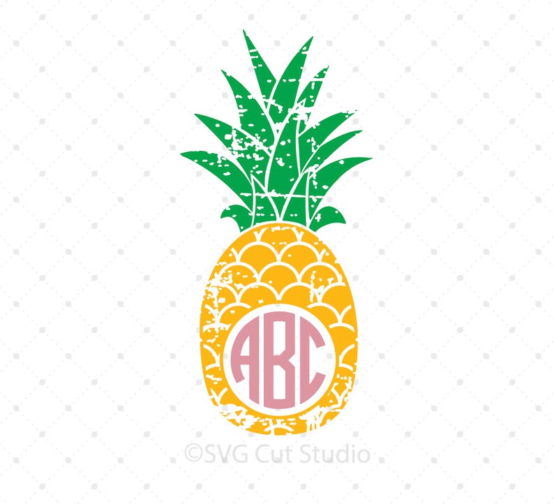Download Distressed Pineapple Monogram frame svg Summer shirt svg ...