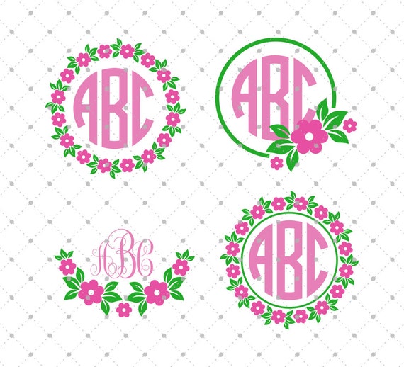 Download Flower Monogram Frame SVG Cut Files Flower Wreath svg ...
