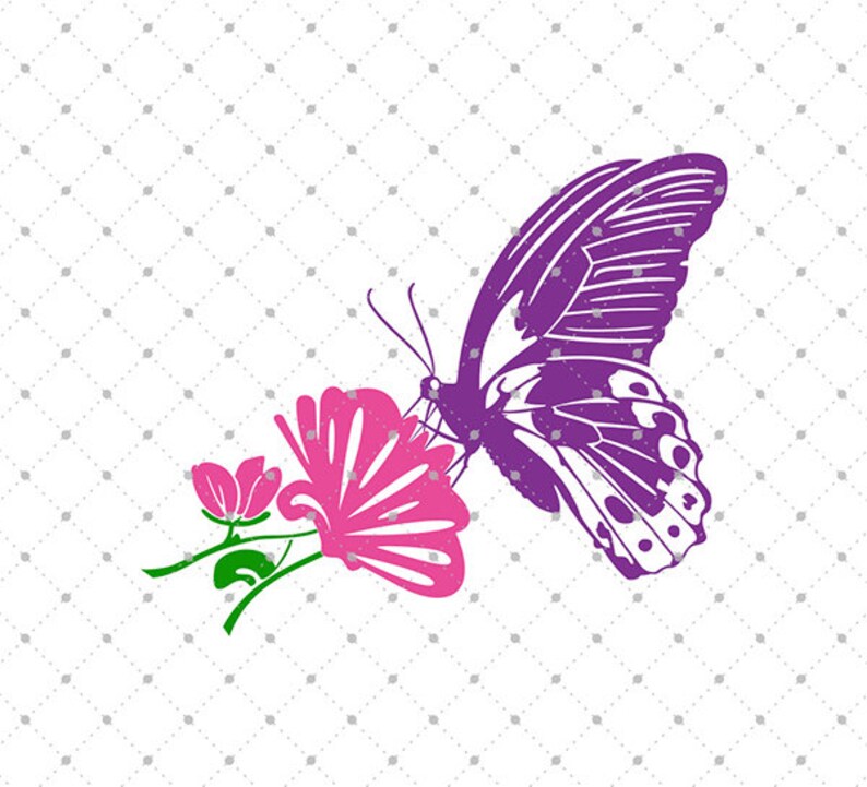 Butterfly Svg Cut Files Butterfly With Flower Svg Flower Svg Etsy