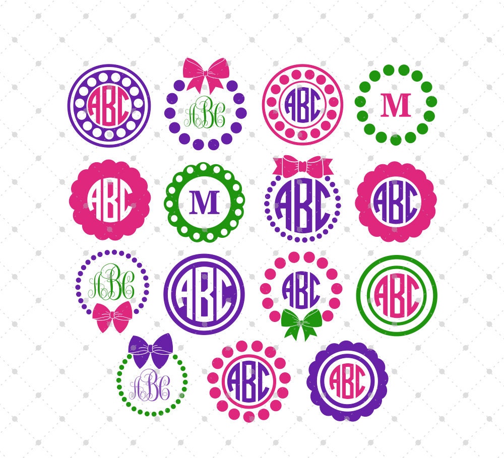 Download Circle Monogram Frame SVG Bow and Pearls svg Cut Files for | Etsy