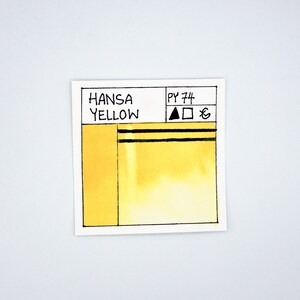 HANSA YELLOW, Handmade Watercolor Paint, individual half pan watercolour, Primary Colours