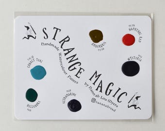 Carte à pois faite main avec peinture aquarelle : couleurs magiques étranges