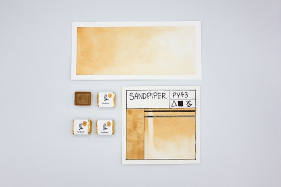 SANDPIPER, Handmade Watercolor Paint, individual half pan watercolour, natural earth pigment