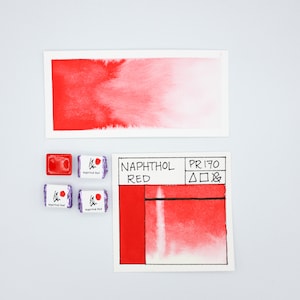 NAPHTHOL RED, Handmade Watercolor Paint, individual half pan watercolour, Strange Magic pigment