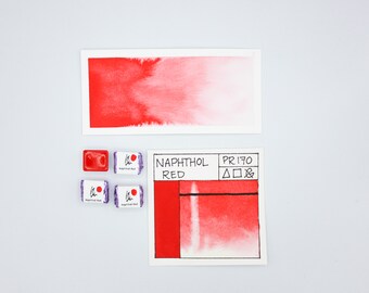 NAPHTHOL RED, Handmade Watercolor Paint, individual half pan watercolour, Strange Magic pigment
