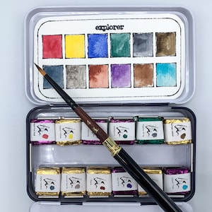 Stel je eigen handgemaakte aquarelverfset samen, met een set van 3 of 6 verven, een reiswaterverfpalet met 3 tot 6 tot 12 kleuren