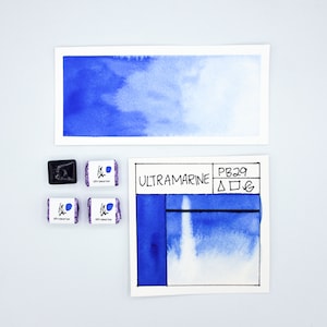 ULTRAMARINE, Handmade Watercolor Paint, individual half pan watercolour, Strange Magic pigment