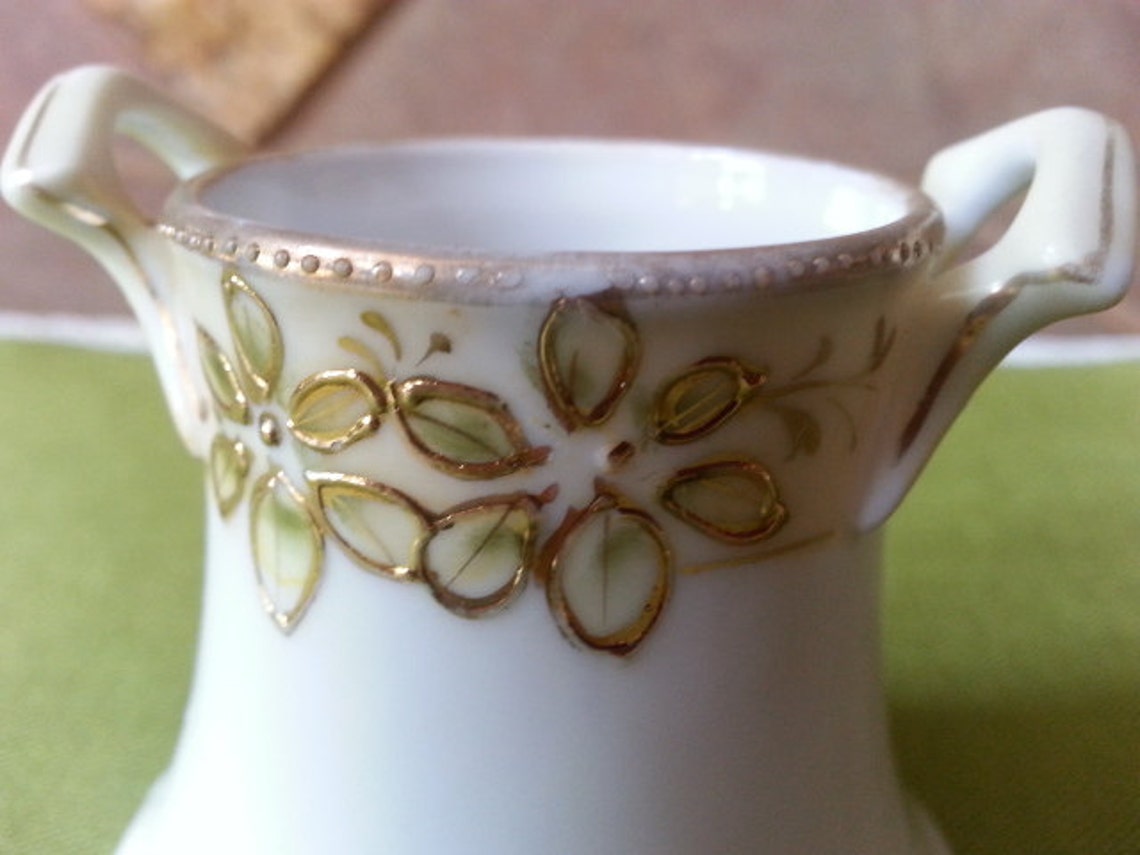 Antique Nippon crown Mark Hand Painted Raised Gold Overlay Etsy