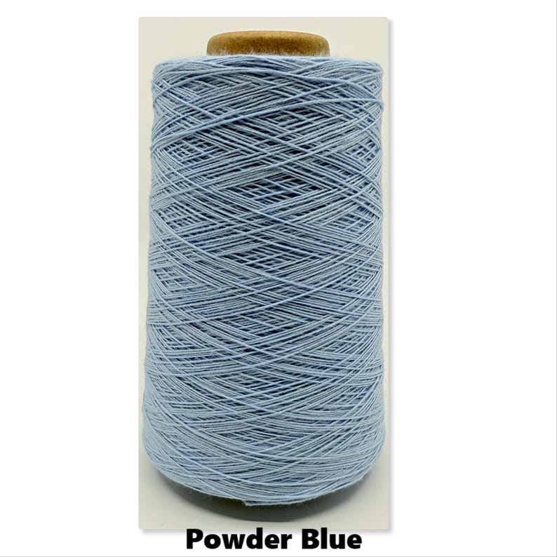 Lofty Cotton 8/2 - 1lb Cones High Quality Ringspun, Combed Cotton - US Grown, Spun and Dyed Powder Blue