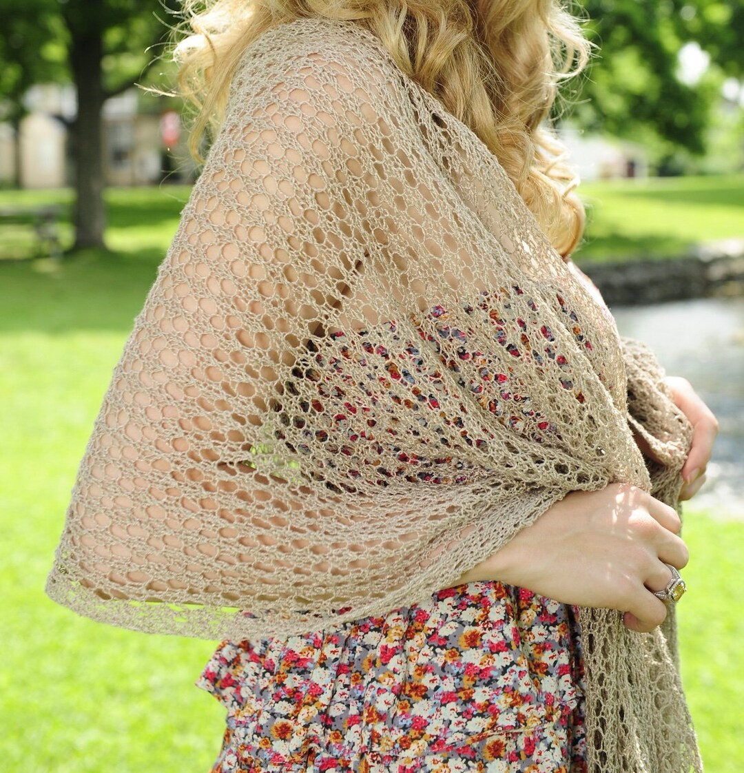 Knitting Kit - Simple Lace Shawl Pattern in Euroflax 14/2 Laceweight ...