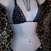Three Piece Stripper Outfit, Rhinestones Choker, Quad-Thong, Triangle Top. Custom Made Exotic Dance-Wear by The Costume Lady/Auth. Spandex