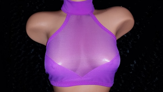 Etsy Stripper Outfit Thong & Crop Top Partially See Through Hand Made Clothes Exoticwear Custom Etsy Pole Dance Clothes, Etsy Exoticwear