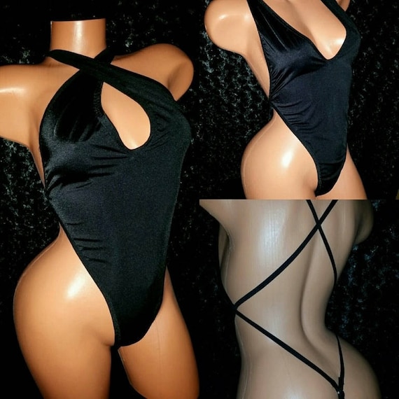 Etsy Thong One Piece, Onesie, Criss Cross String Stripper Outfits, Exoticwear, Lingerie Sexy Custom made.  Choose Various Colors