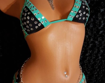 Etsy, Thong, Rhinestones, Choker, Triangle Top, Stripper Outfits, Pole Dancing Clothes Quad Thong Sets By Hand Etsy, Pole Dance, Any Color