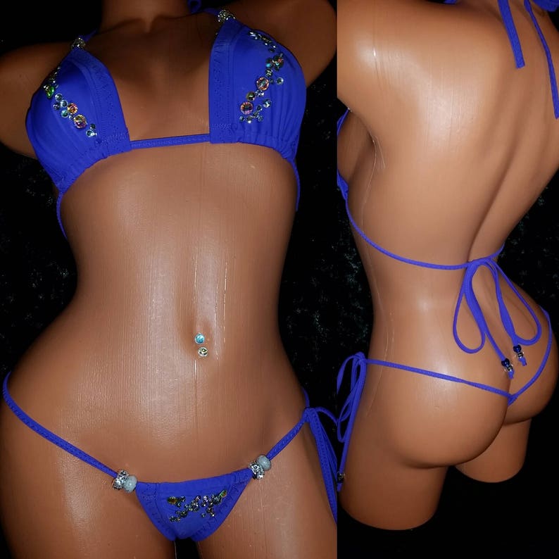 Two Piece String Bikini Thong Bathing costume /Stripper image 1.