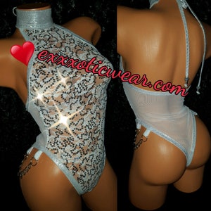 Stripper Exotic Dancer, Monokini, Romper, Onesie, Thong, One Piece, Sequins, Gold, Stretch, Custom Made Stripper Clothes, Lingerie, image 7