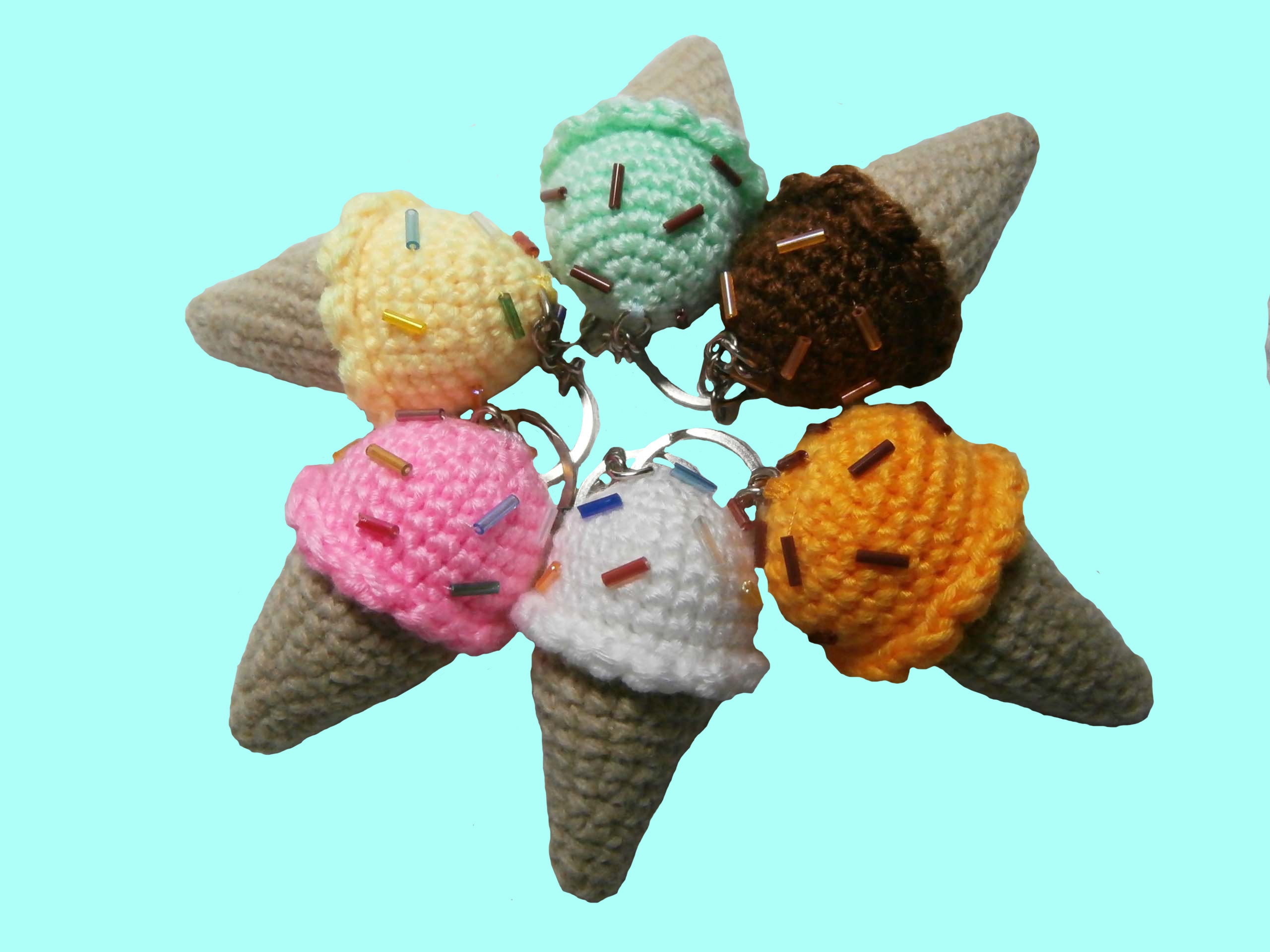 Crochet Ice Cream Cone Keyring