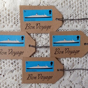 4 Bon Voyage Gift Tags - Eco Friendly Postage Stamp Ship Tags ...