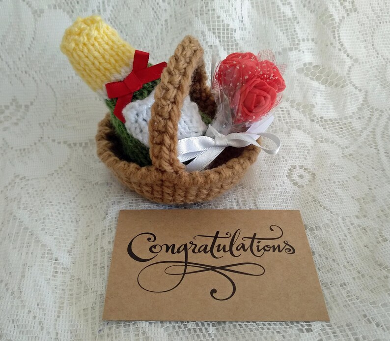 Congratulations Gift Basket Crochet Hamper Champagne Bottle Etsy UK