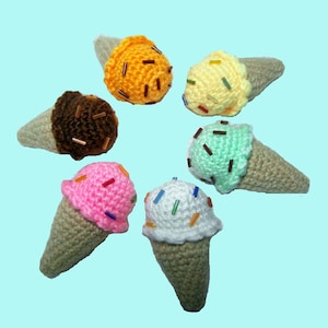 Miniatur-Eistüte - Häkelperle Streusel Schokolade Dessert - Strick Spielzeug Essen - Mini-Puppen Picknick Teaparty Pretend Play Spielzeug