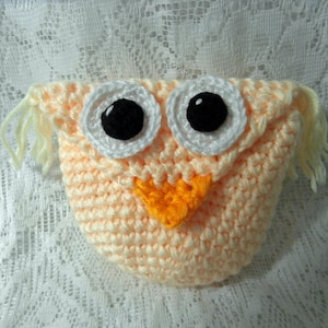 Gehäkelte Eule Geldbörse - Pfirsichfarbener Strickgeldhalter - Niedliche Langer Griff Riemen Druckknopf Tier Vogel Tasche - Weihnachten Geburtstag Festival Geschenk