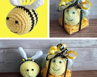Gift Boxed Bee Pin Cushion - Crochet Bumble Honey Bee Pincushion With Pins - Knit Needle Storage Organiser Stocking Filler Sewing Craft Gift