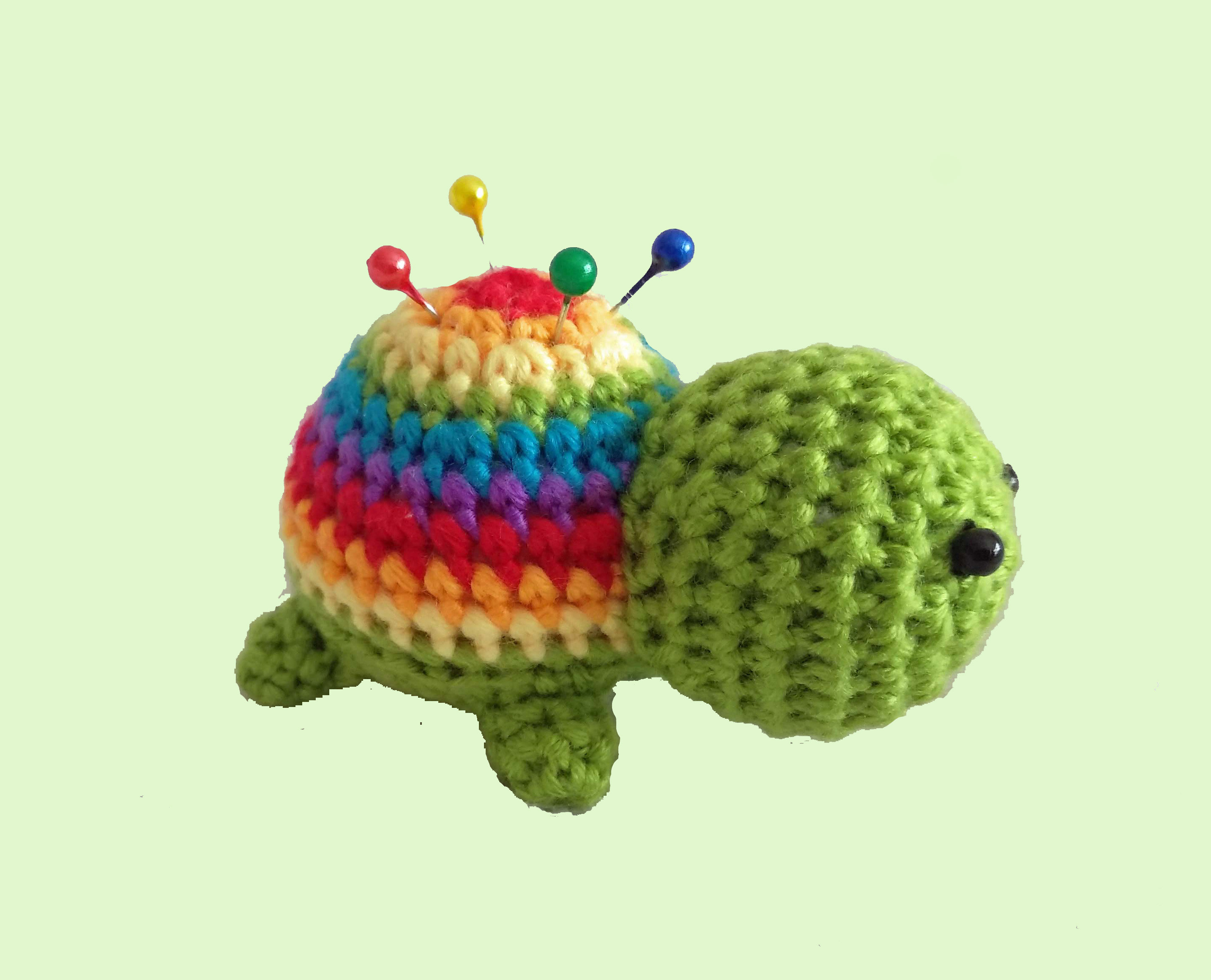 Rainbow Turtle Pin Cushion - Crochet Animal Pincushion With Pins - Kn…