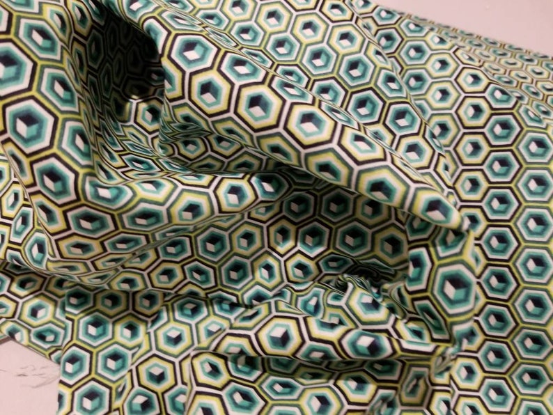 Tula Pink Prince Charming Aqua Hex Box VOILE fashion quilting fabric hard to find