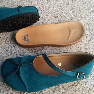 Sale 20% OFF, spring-summer-autumn shoes, Vegan Leather Shoes,  Flat Shoes, Ballerina Shes, green shoes, OPHIURE GREEN/blue suede