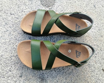 dark green flat sandals
