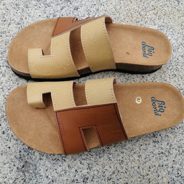 60% Off, Sandals, women vegan Summer Shoes vegan flats,Model Juan de Herrera, camel and natural, sandals bioworld.